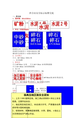 施工现场、拌合站安全标示标牌