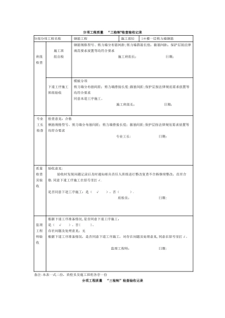 施工现场三检制标准记录表