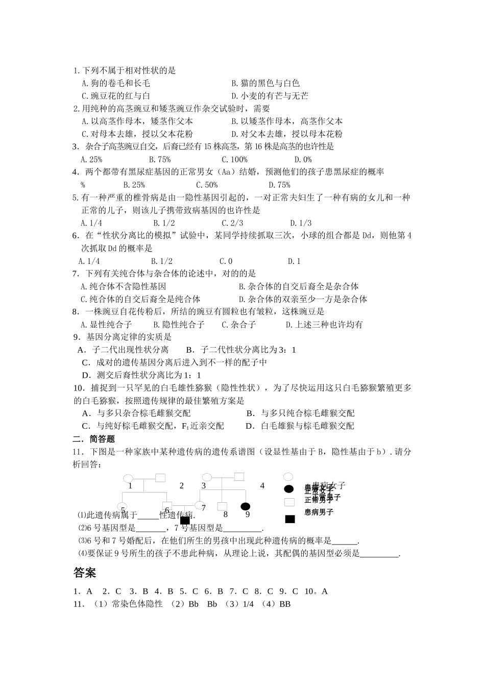 2025年高中生物必修二考点狂背_第2页