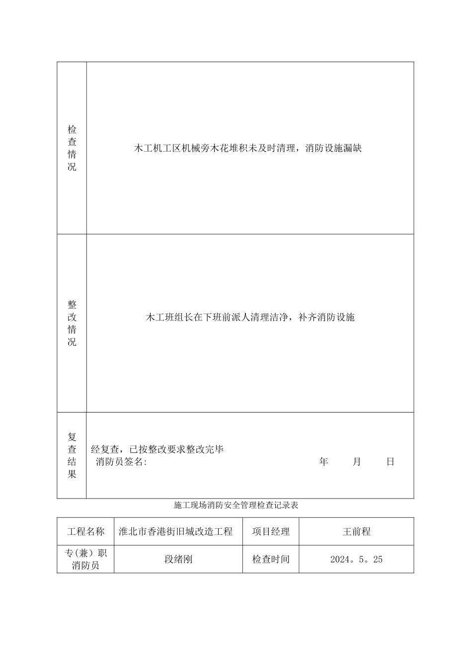 施工现场消防安全管理检查记录表_第3页
