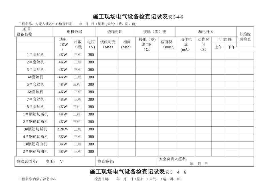 施工现场电气设备检查记录表1_第1页