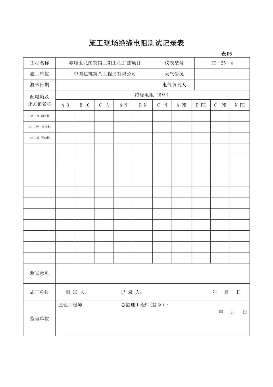 施工现场绝缘电阻测试记录表_第3页