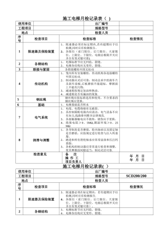 施工电梯月检记录表