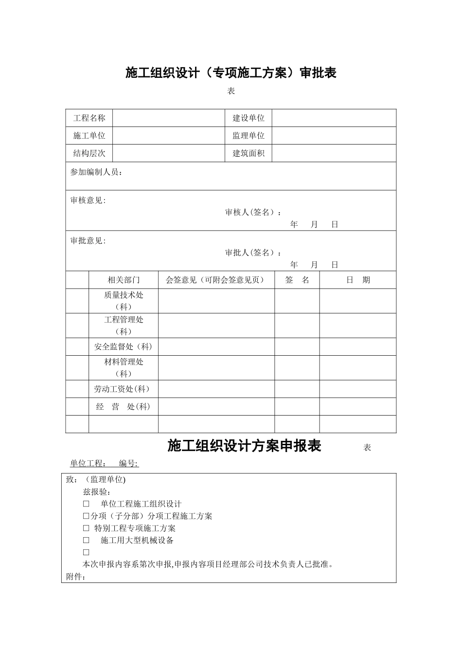 施工组织设计(专项施工方案)审批表_第1页