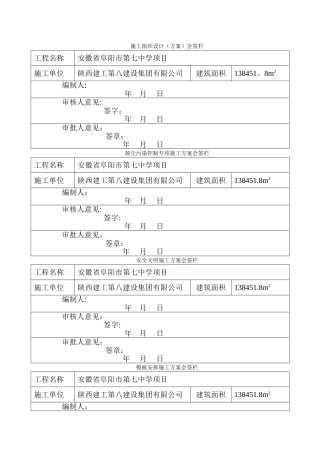 施工组织设计、方案会签栏