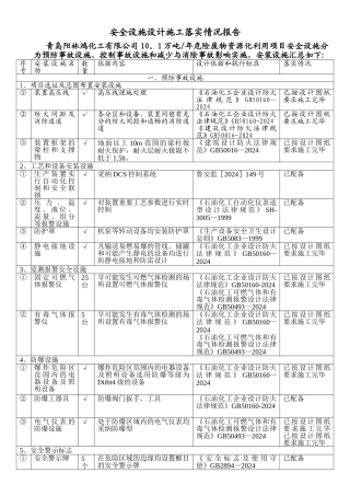 施工过程中安全设施设计落实情况的报告