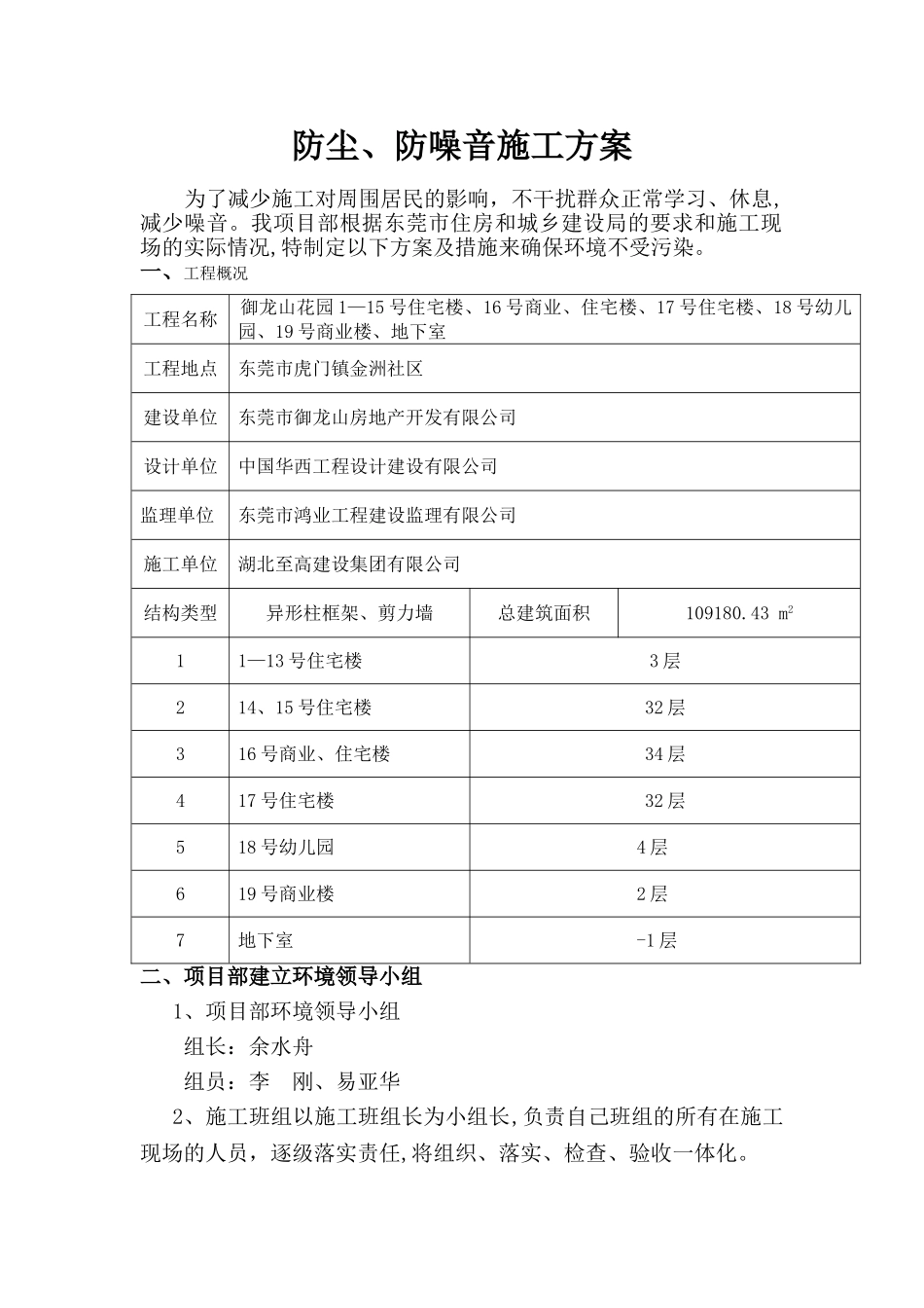 施工防尘、防噪音施工方案_第1页