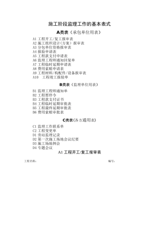 施工阶段监理工作的规范用表