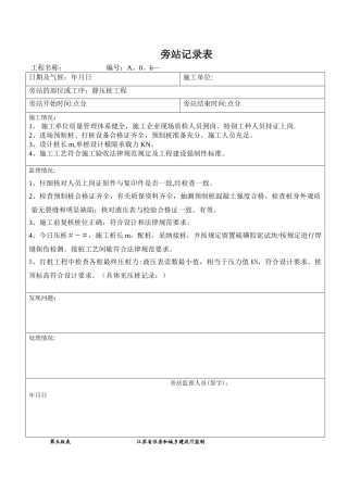 旁站监理记录表