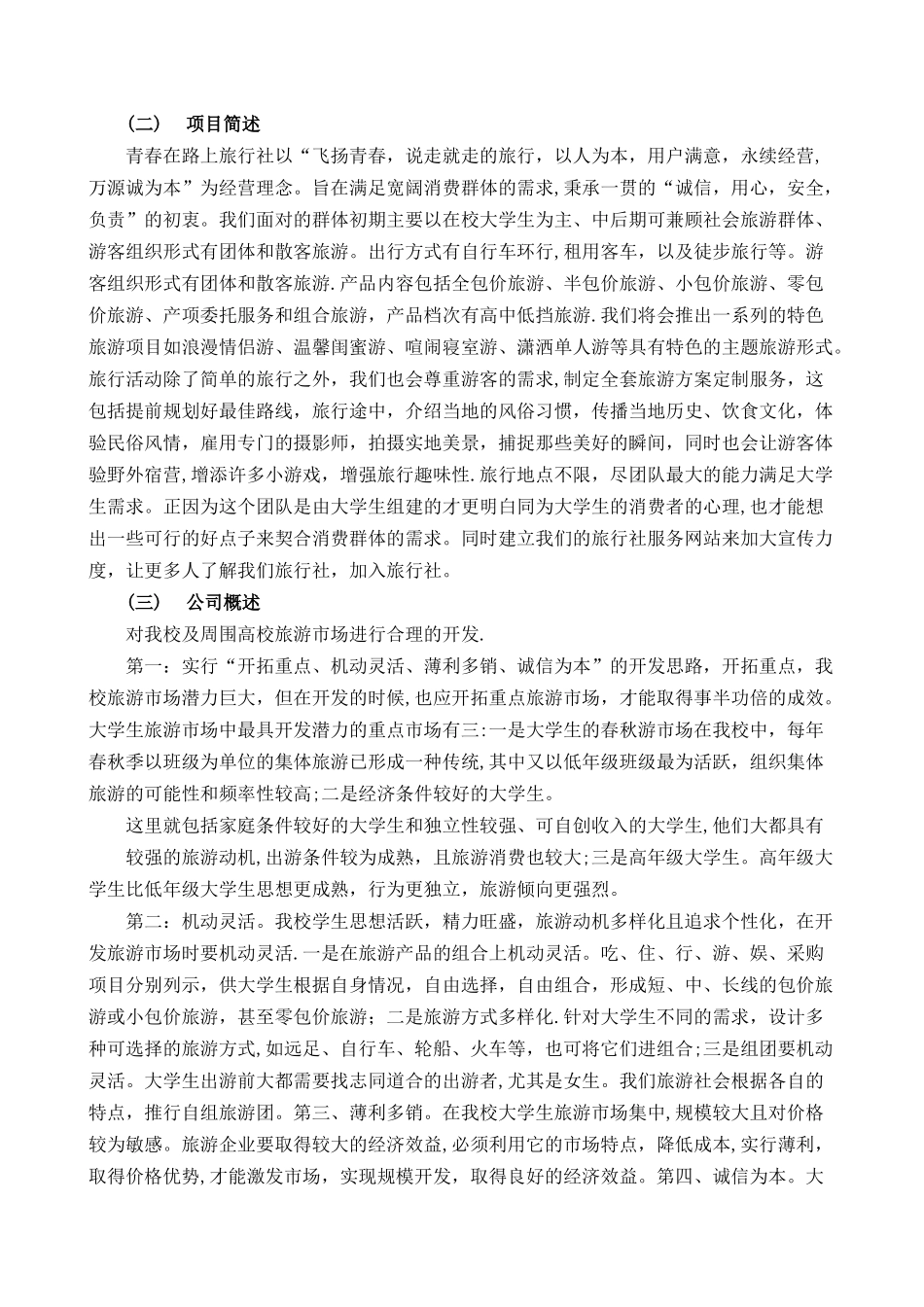 旅游公司创业计划书_第3页