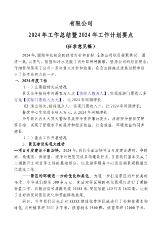 旅游景区--公司年度工作总结