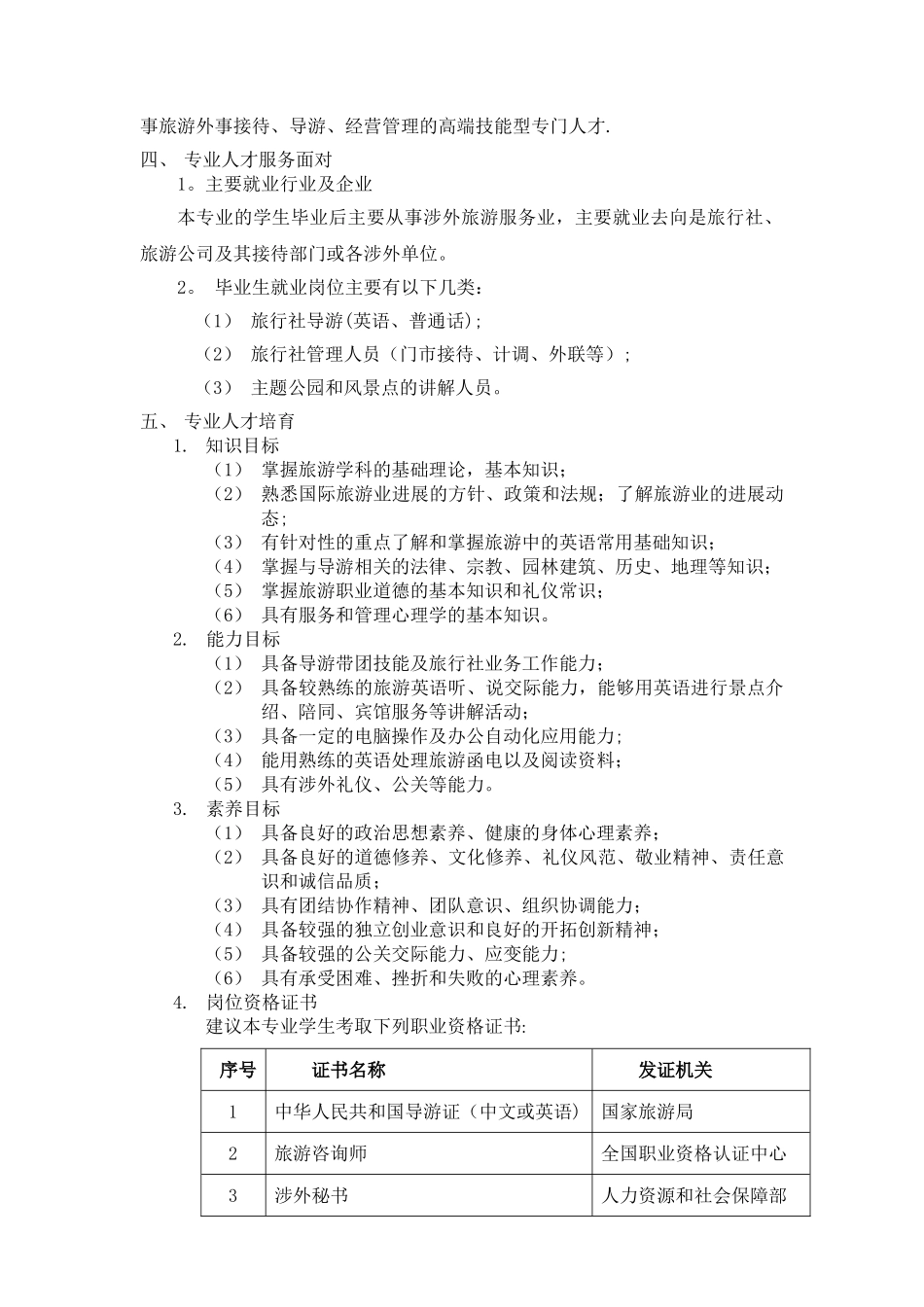 旅游英语专业人才培养方案_第2页