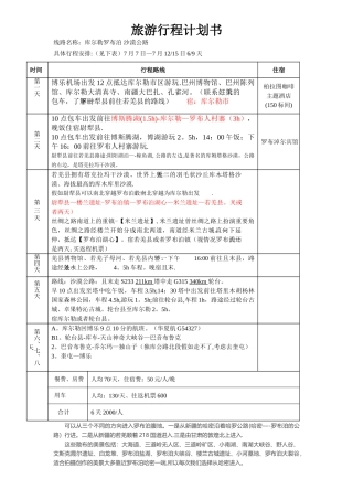 旅游行程计划书