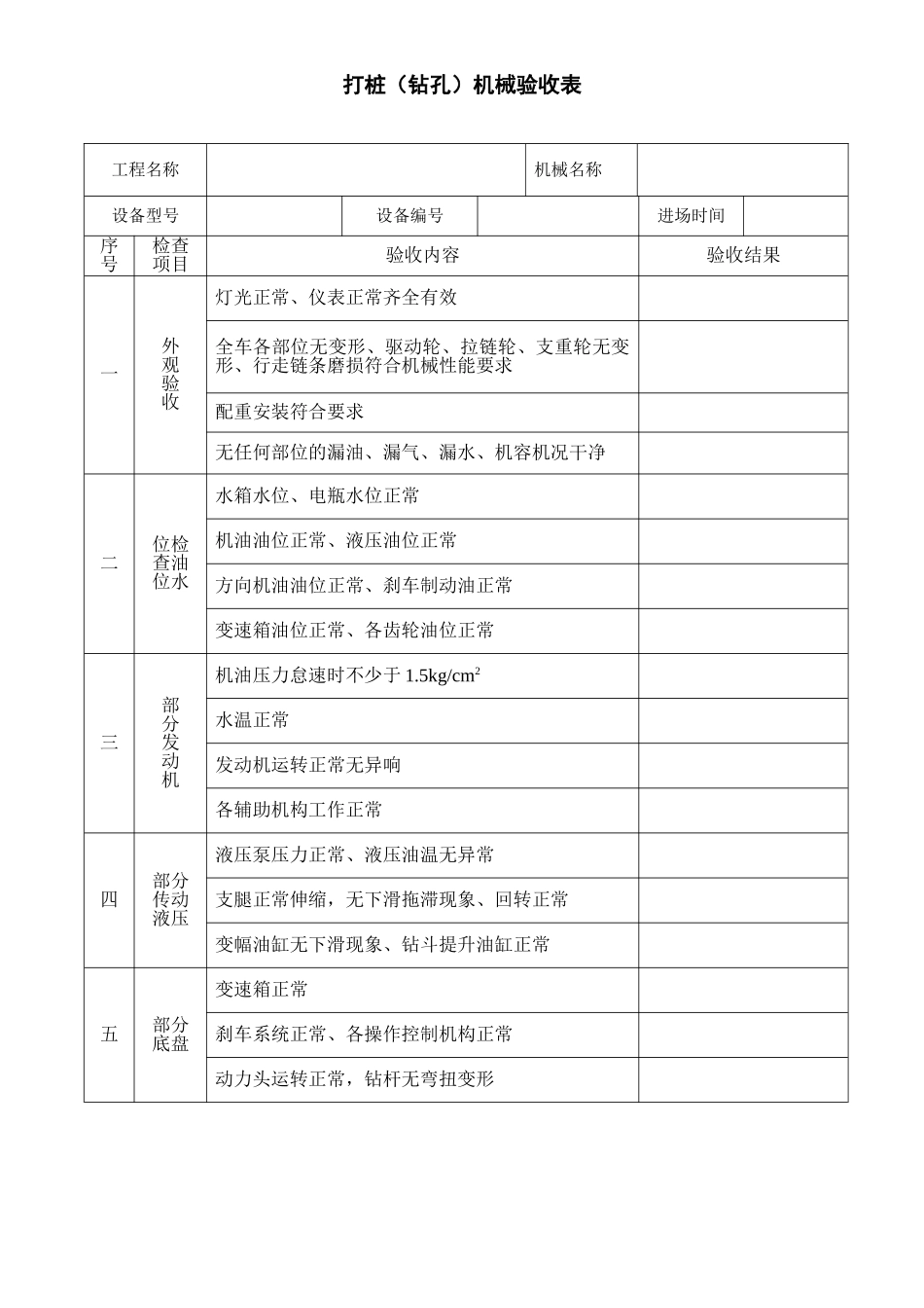 旋挖钻机验收表_第1页