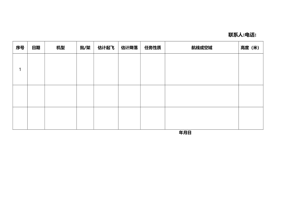 无人机飞行计划申请表_第1页