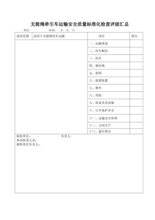 无极绳牵引车运输质量标准化标准