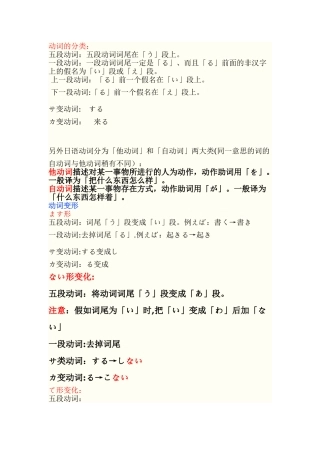 日语动词变形表