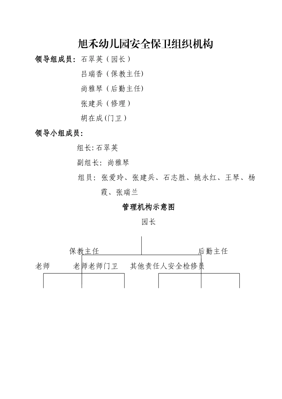 旭禾幼儿园安全保卫组织机构_第1页