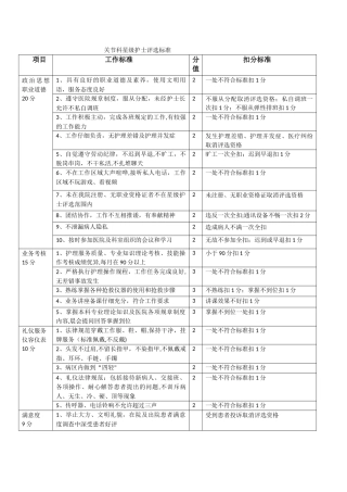星级护士考核标准