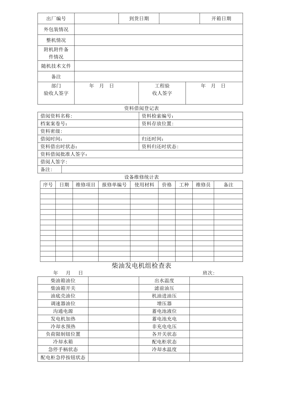 星级酒店工程部各项表格_第2页