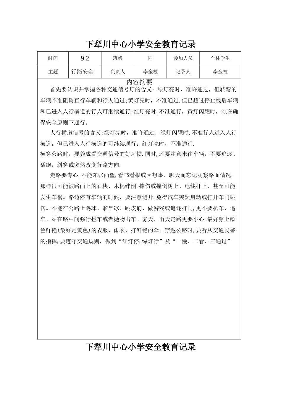 春季安全教育记录_第1页