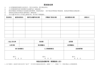 2025年面试结论表