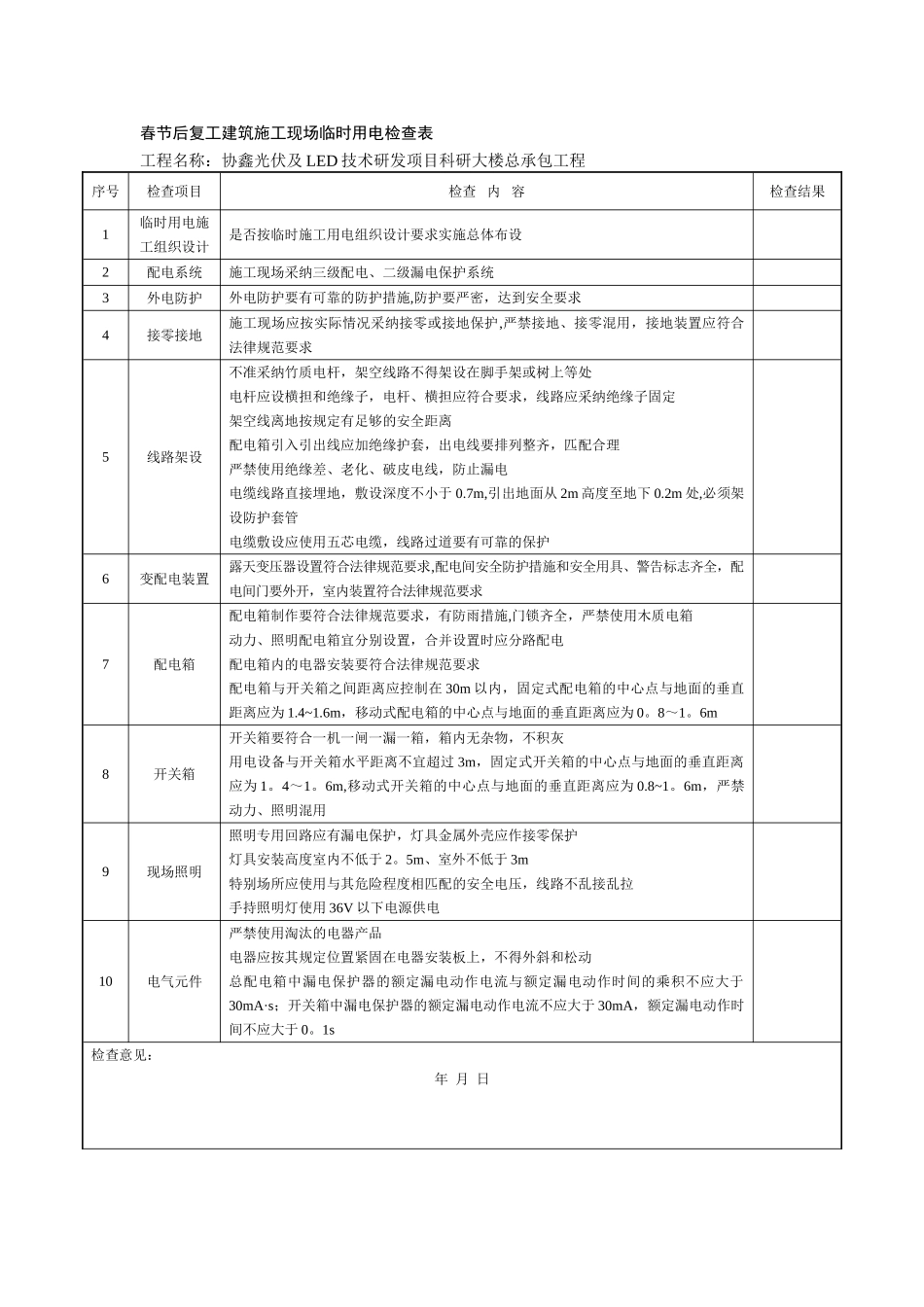 春节后复工临电验收表--_第1页