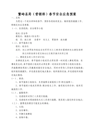 春节安全应急预案