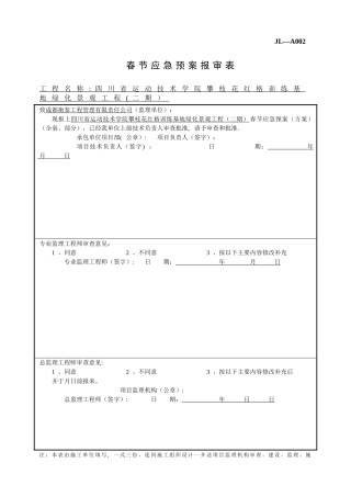 春节期间安全应急预案