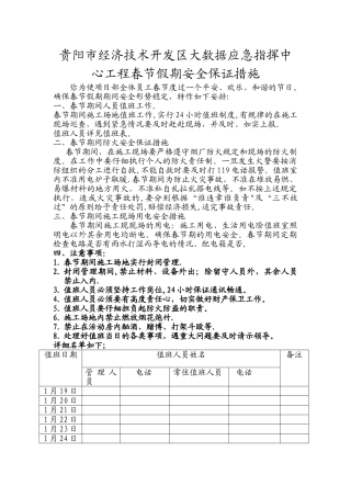 春节期间工地人员值班表