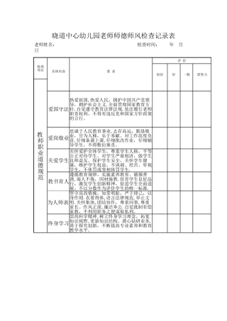 晓道幼儿园师德师风检查记录表