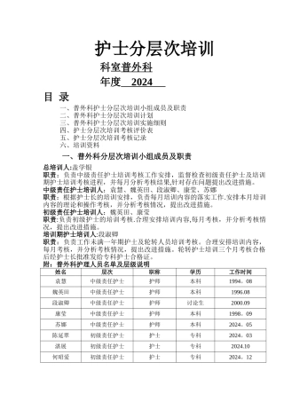 普外科护士分层次培训计划