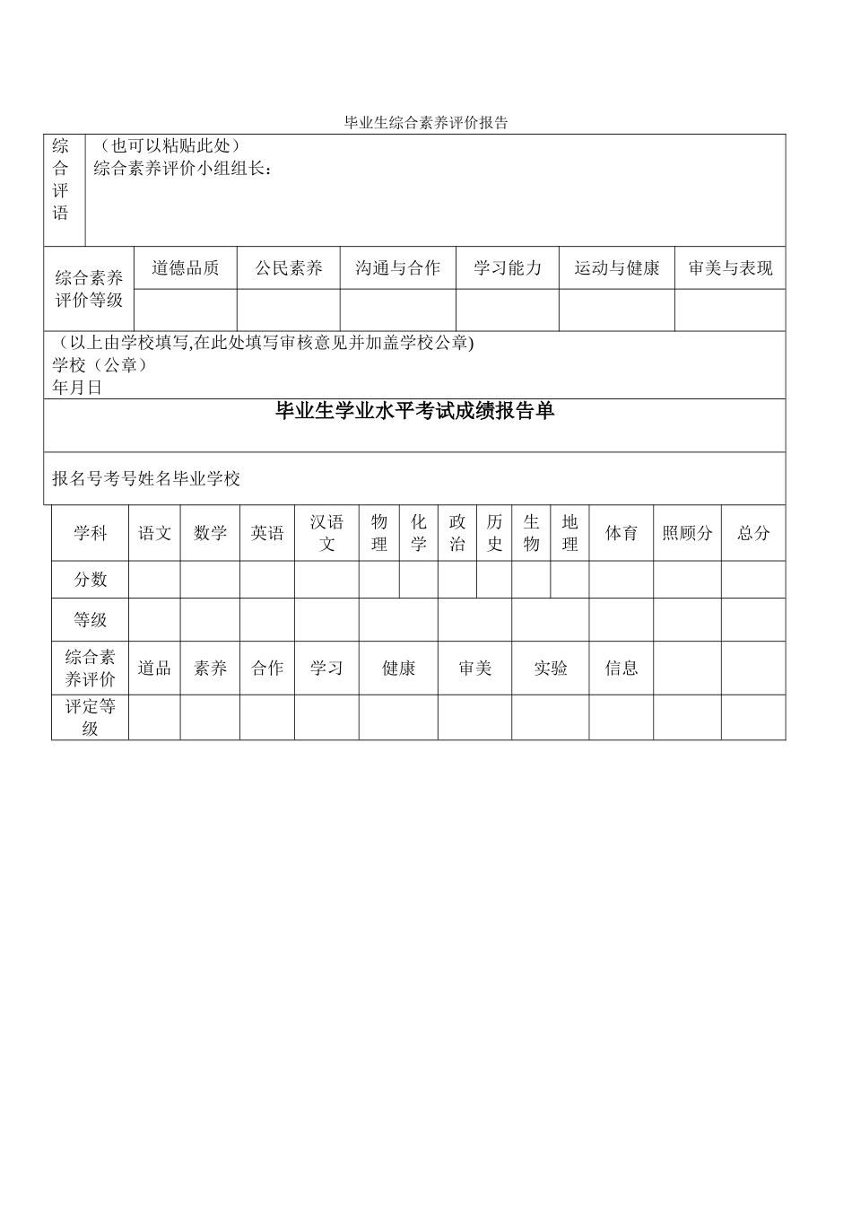 普通高中招生报考志愿表_第2页