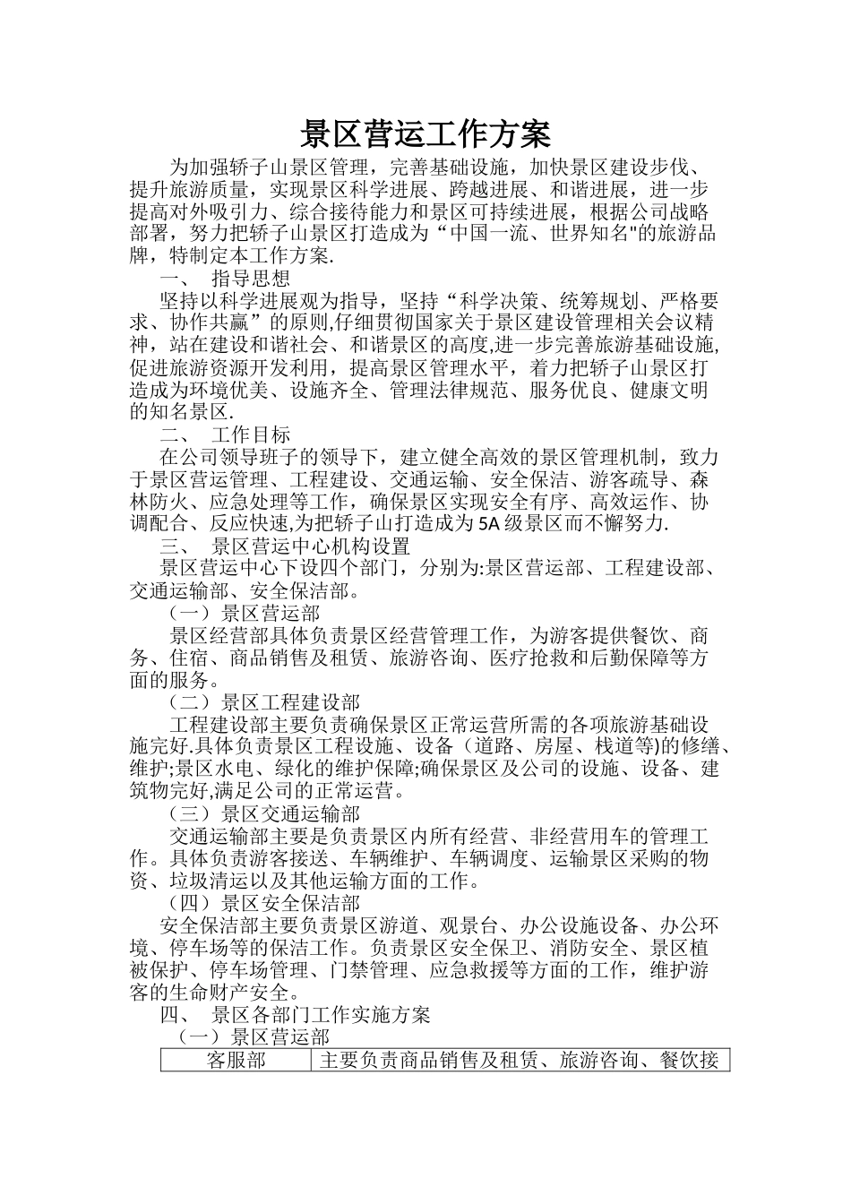 景区营运工作方案_第1页