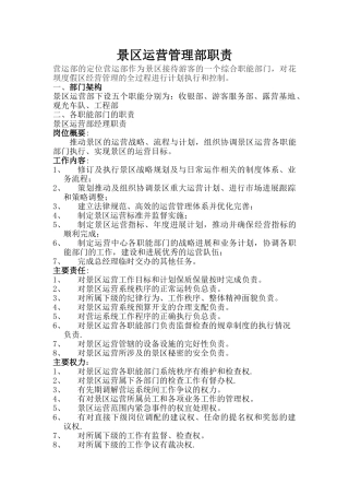 景区运营管理部职责