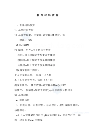 2025年装饰工程材料用量核算表中国建造师在线