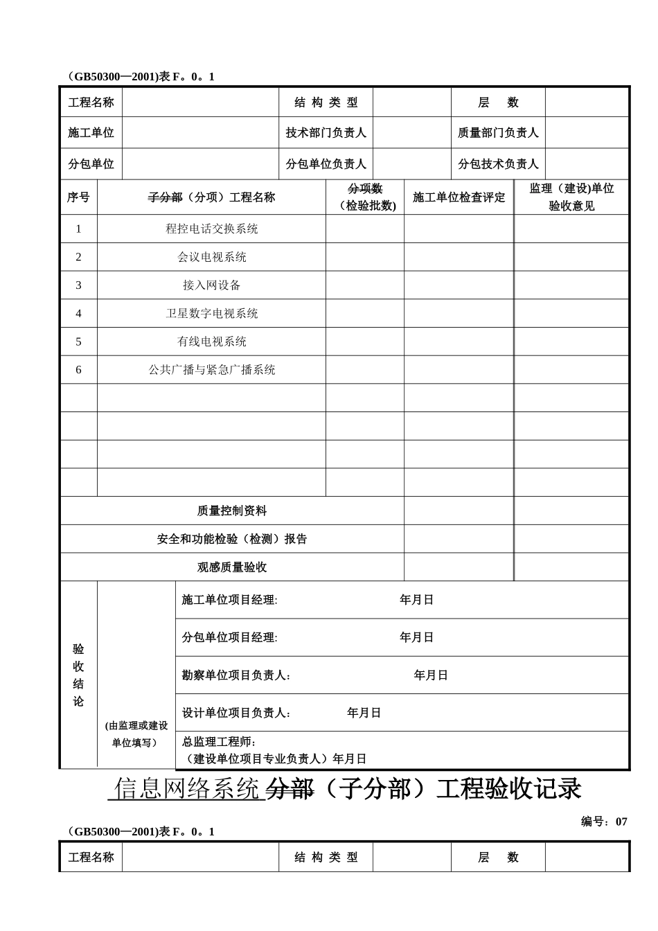 智能建筑分部工程验收记录_第2页