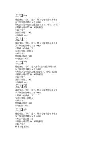 暑假篮球训练计划