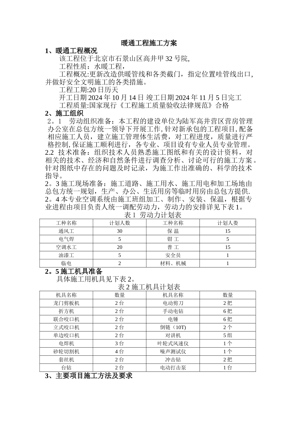 暖通工程施工方案_第1页