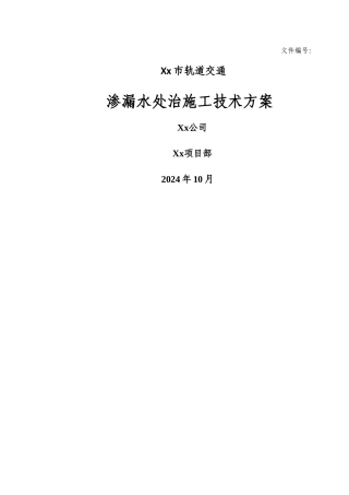 暗挖隧道渗漏水处治施工技术方案