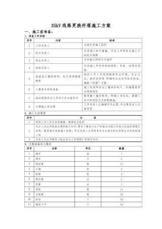 更换35kV杆塔施工方案