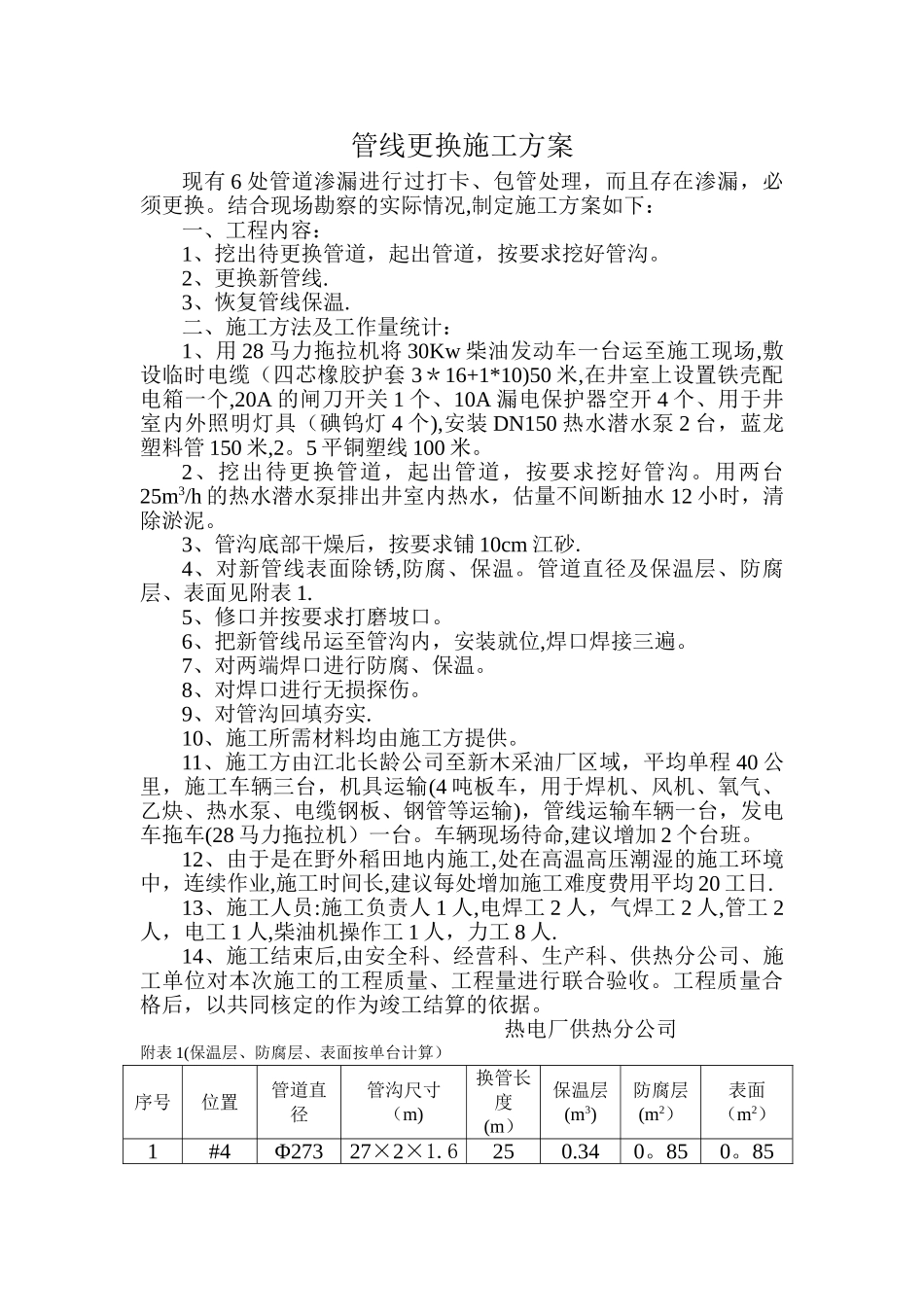 更换管线施工方案_第1页