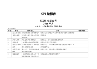 最全的KPI指标库