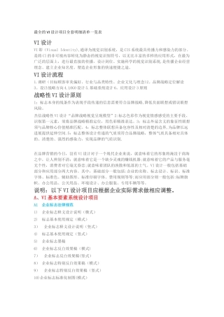 最全的VI设计项目全套明细清单一览表