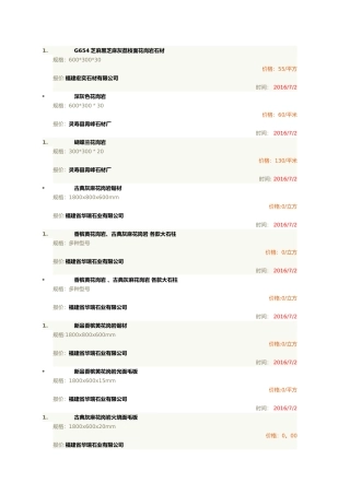 最全花岗岩石材价格表