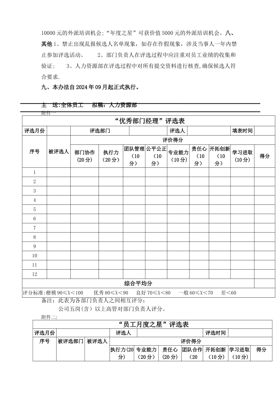 最新“优秀部门经理“月度之星”评选方案_第2页