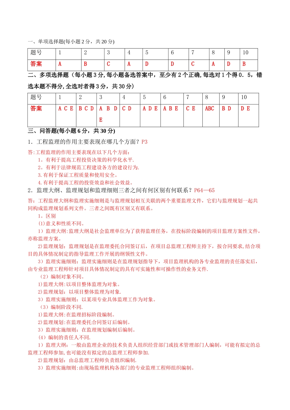最新《工程监理概论》试题及答案_第3页