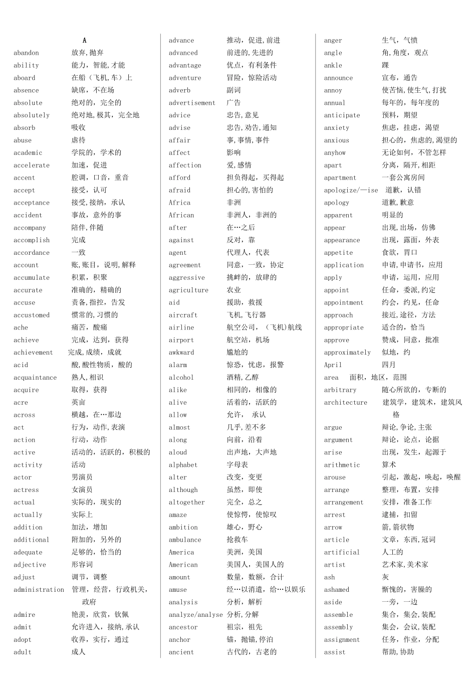 最新《英语三级大纲词汇表》_第2页