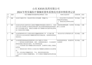 最新医疗器械内部审核检查表