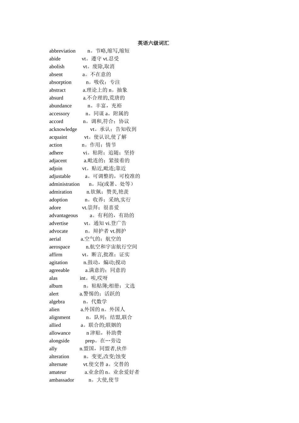 最新大学英语四六级词汇表_第1页
